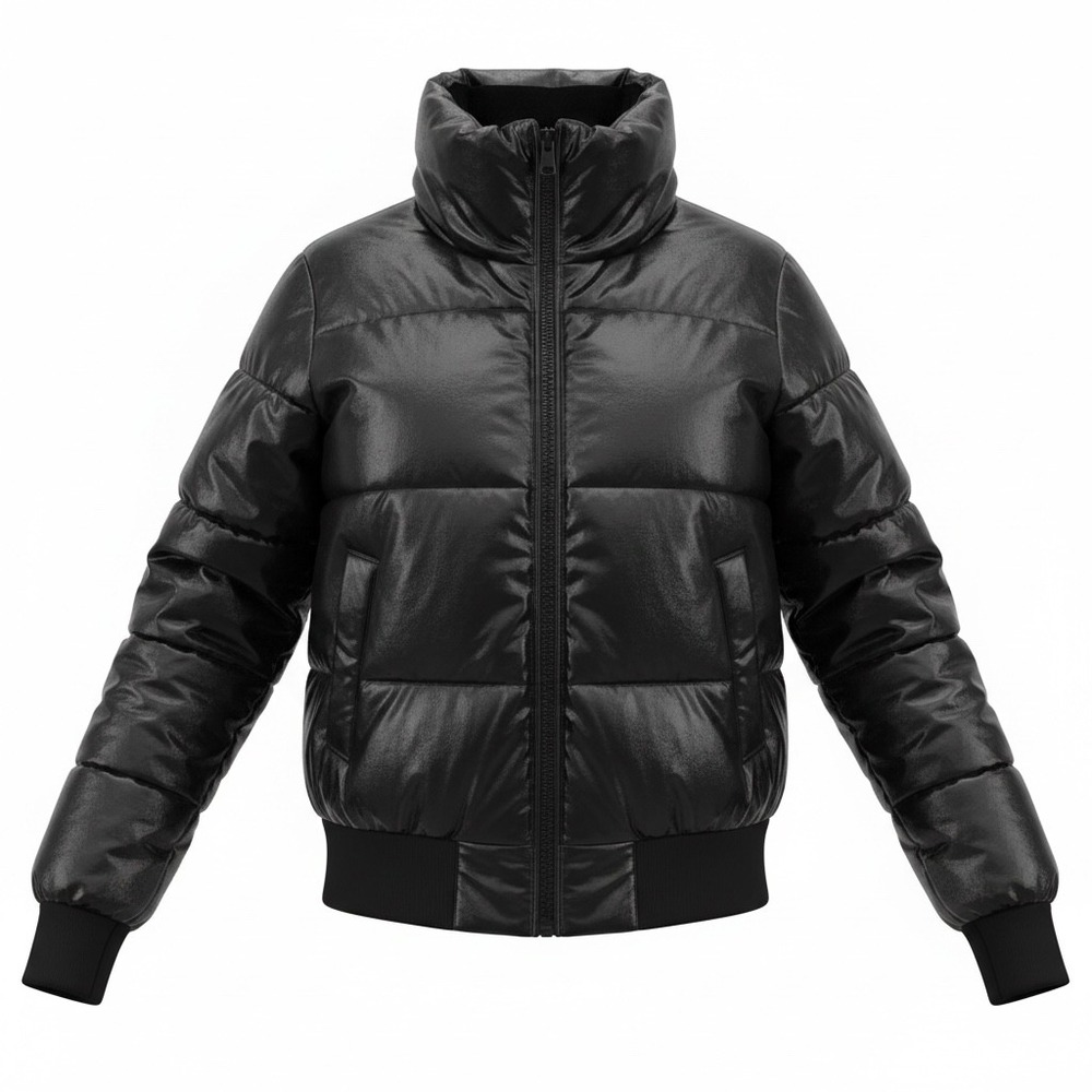 Blanc Noir Womens Black Down Puffer Jacket Y2K Vintage Luxury BLJ12000 Small